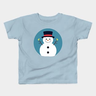 Christmas Snowman with Leafy Branches Kids T-Shirt